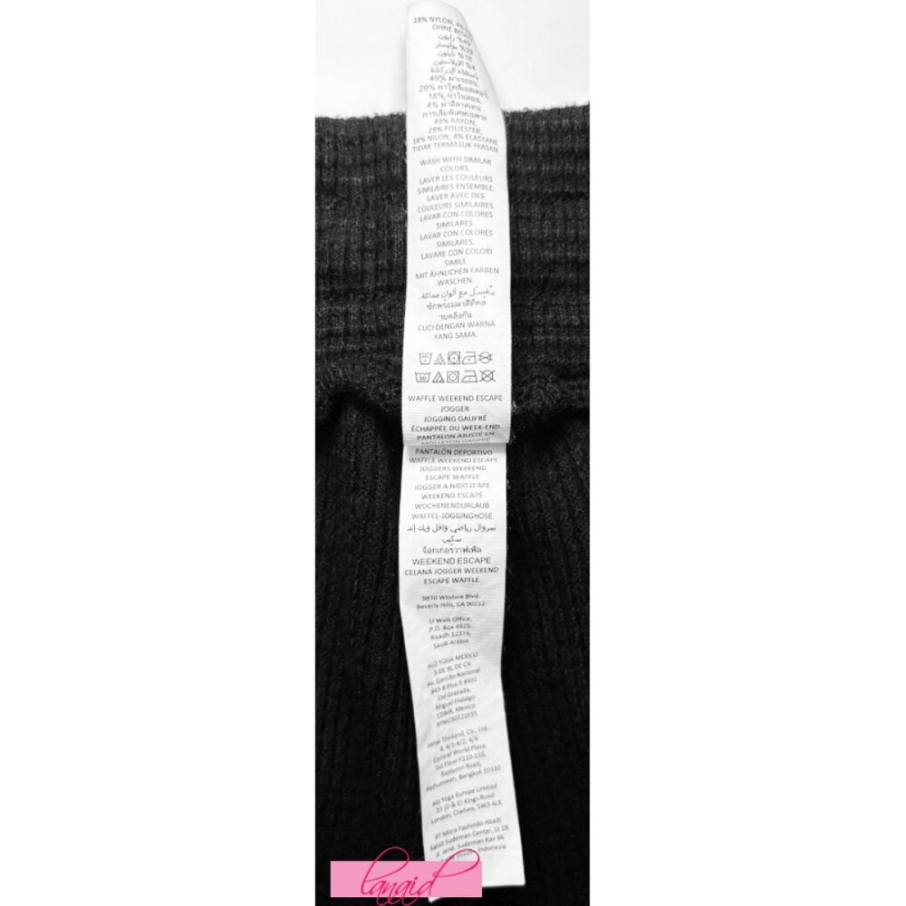 Alo Waffle Weekend Escape Joggers Black High-Rise Waist Thermal Sweats Sweatpant - Picture 11 of 12